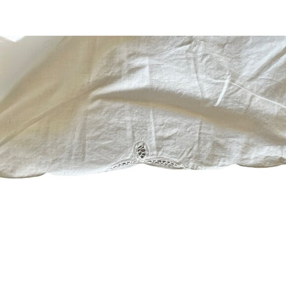 Battenburg Lace Tablecloth Scalloped Edges 83"x64" White Cotton - Picture 8 of 10